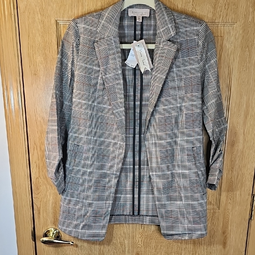 Philosophy Gray Plaid Blazer